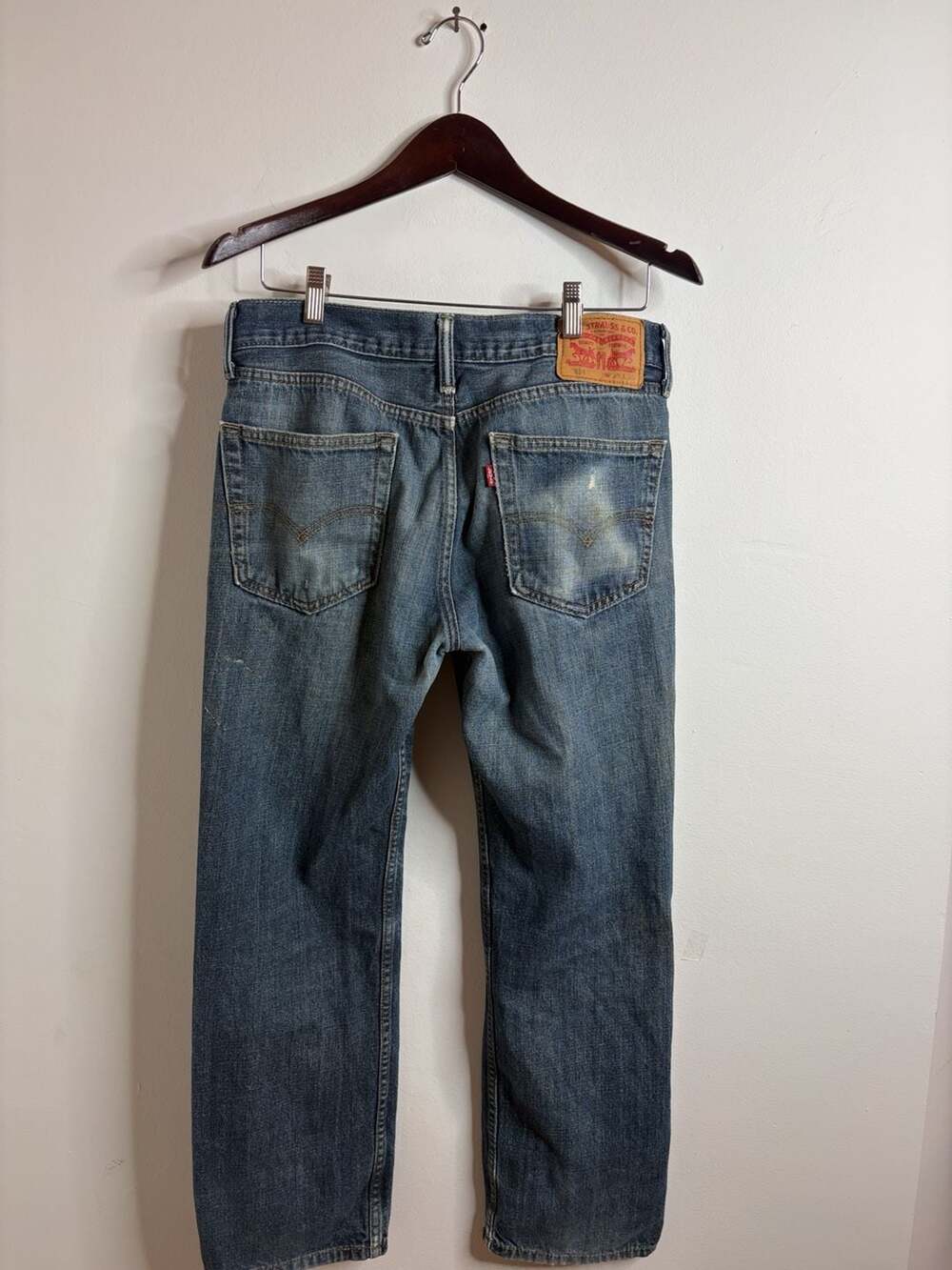 Levi's 514 Straight Jeans 32x29 Blue Denim Distressed